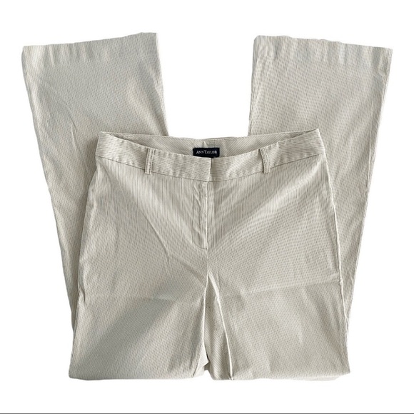 Ann Taylor Womans‎ Striped Ivory Mid Rise Casual Cotton Stretch Dress Pant 10 - Picture 4 of 10